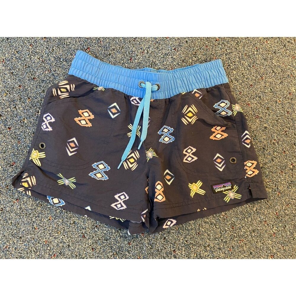 Girls Patagonia Baggies Shorts Navy Yellow Peach Large L